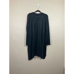 J Jill Womens Velour Long Sleeve Midi Shift Dress L Black Minimalist Goth Witch